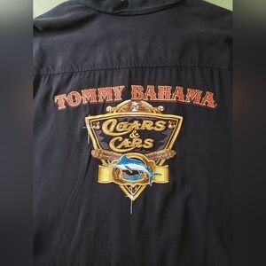 Tommy Bahama Black "Cars & Cigars" 100% Silk Button Shirt
